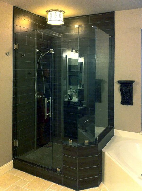 Frameless shower door with tinted glass